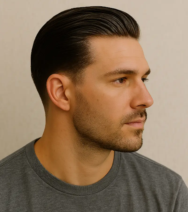 Cool Slick Back with Low Fade