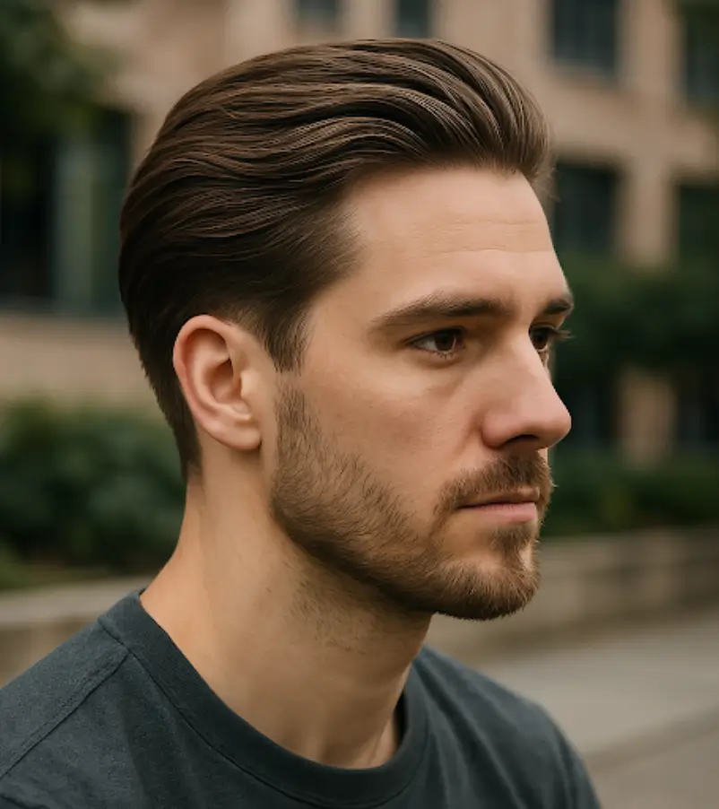 Long Brush Back with Low Fade