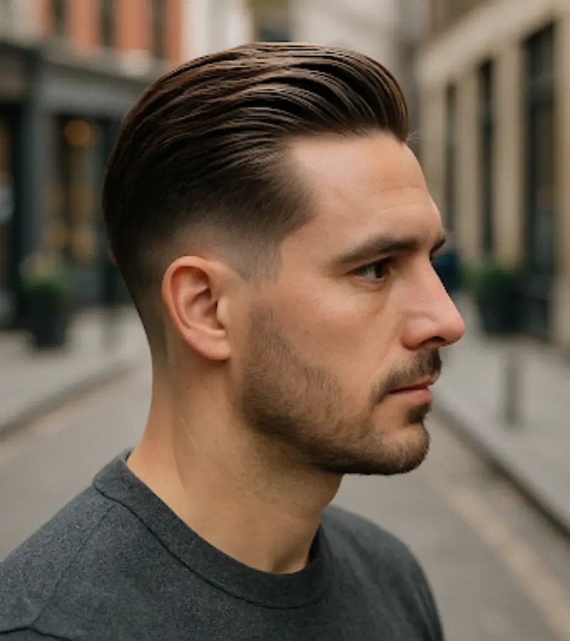 Medium Slick Back Fade
