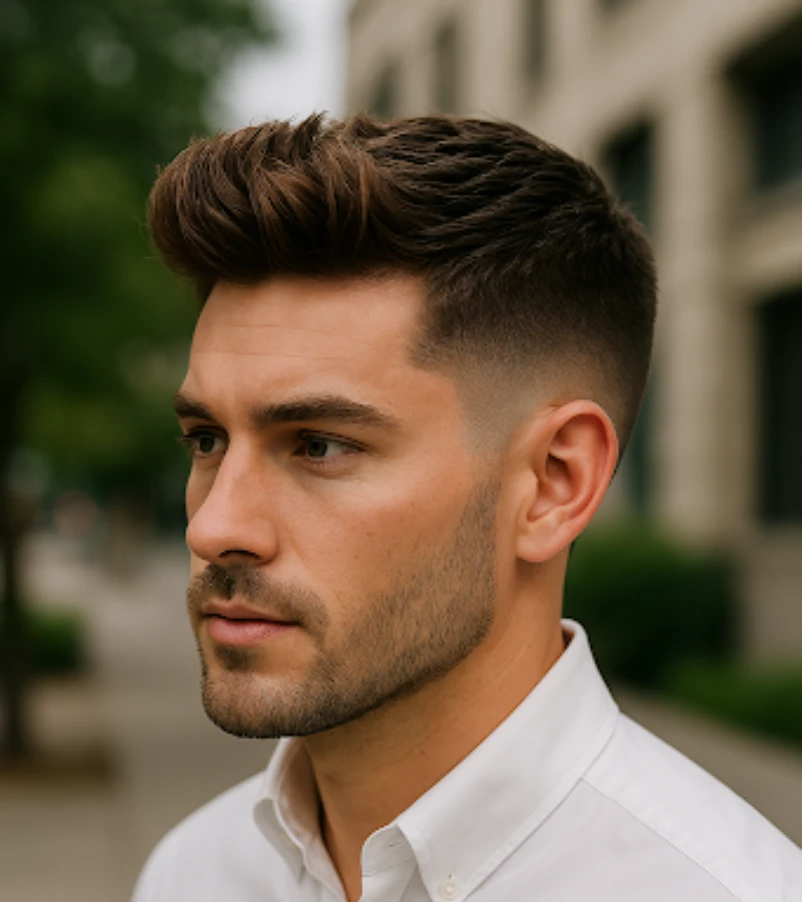 Textured Quiff with Low Taper Fade