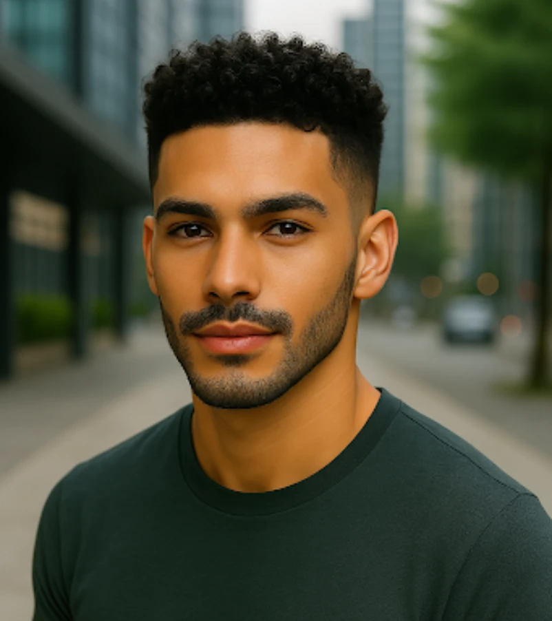 Curly Hair with Burst Fade