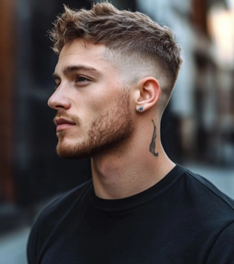 Textured Spiky Hair with Sharp Low Fade