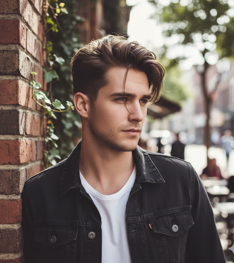 Casual Messy Brush Back with Disconnected Undercut Fade