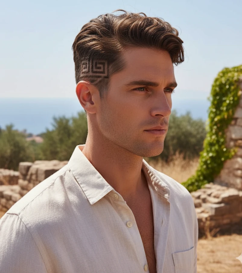 Cool Greek Design in Shaved Sides and Back