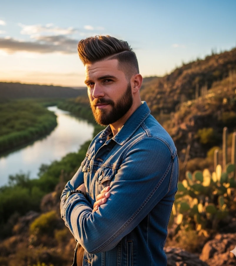 Hipster Faux Hawk with Undercut Fade and Beard