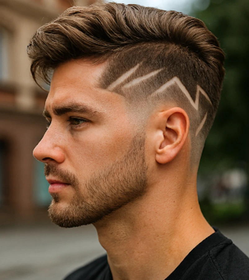 Low Drop Fade with Zig Zag Design