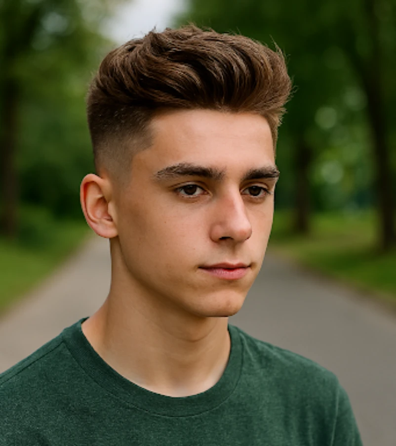 Modern Quiff with Mid-Low Skin Fade