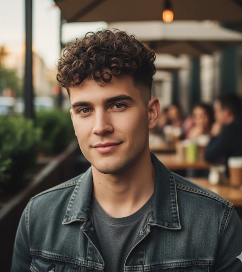 Stylish Curly Hair with Faded Undercut