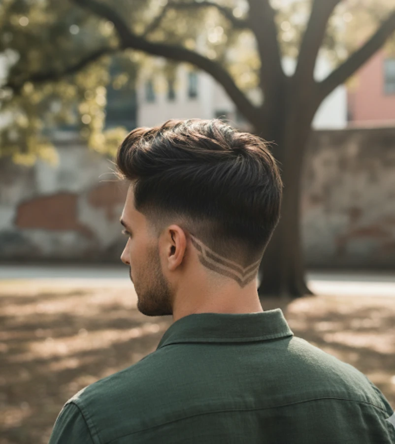 Stylish V Shaped Cut with Artistic Design Work
