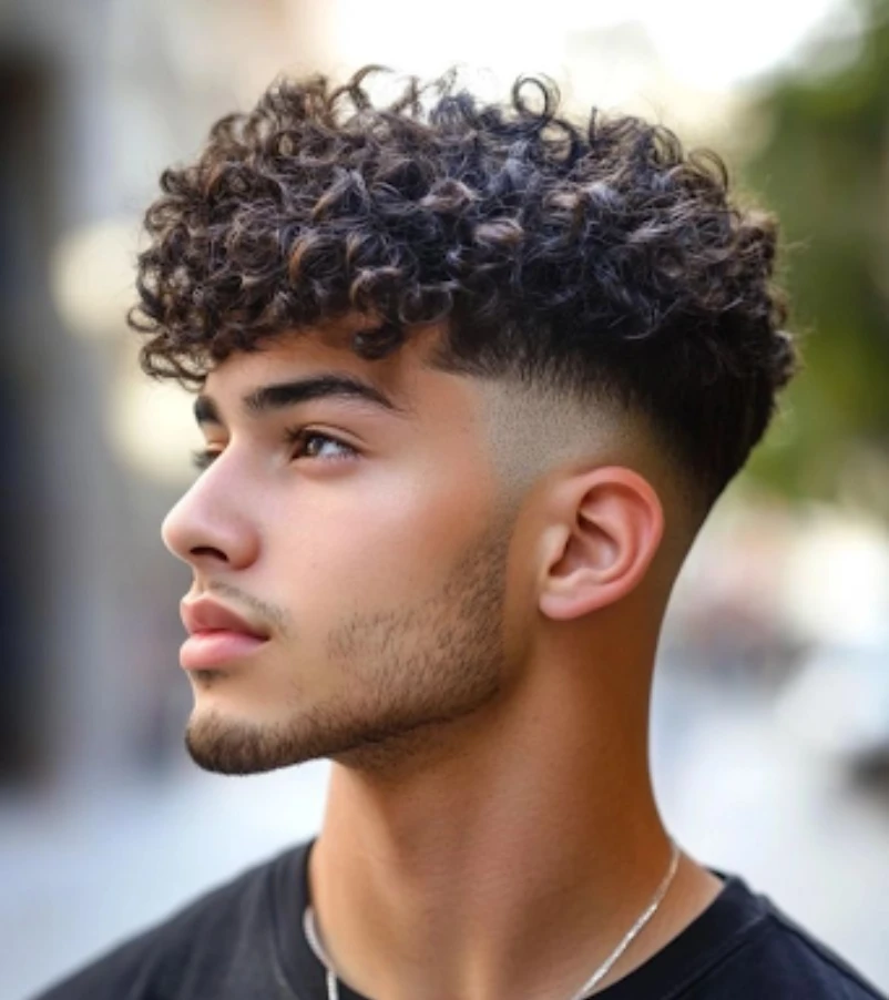 Thick Curls with Low Fade