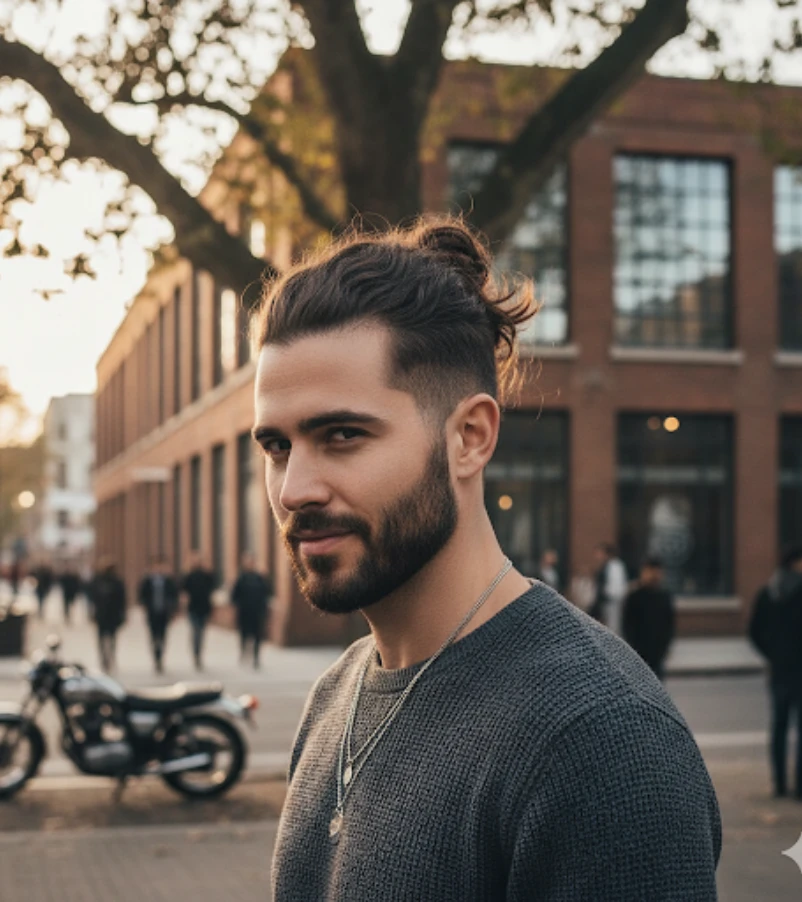 Trendy Man Bun with Low Temp Fade Undercut